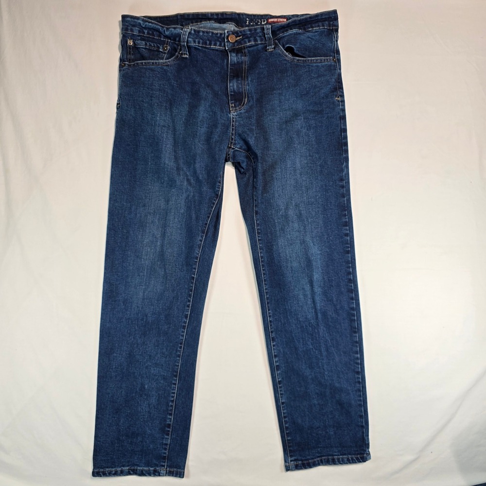 IZOD Mens Comfort Stretch Straight Fit Jeans Dark Wash Blue Denim Pants